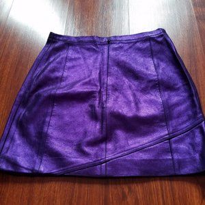 Woman's Italian 100% Genuine Leather Purple Short Skirt Size S